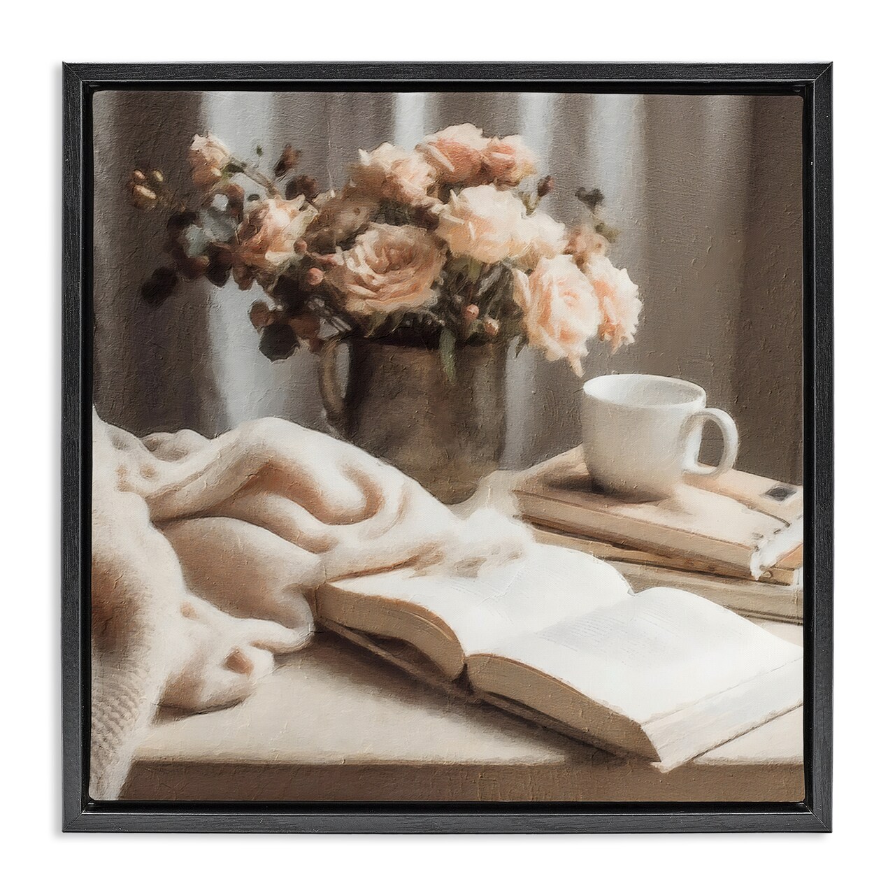 Stupell Industries Morning Coffee Floral Journaling Floating Frame, design by Riley B